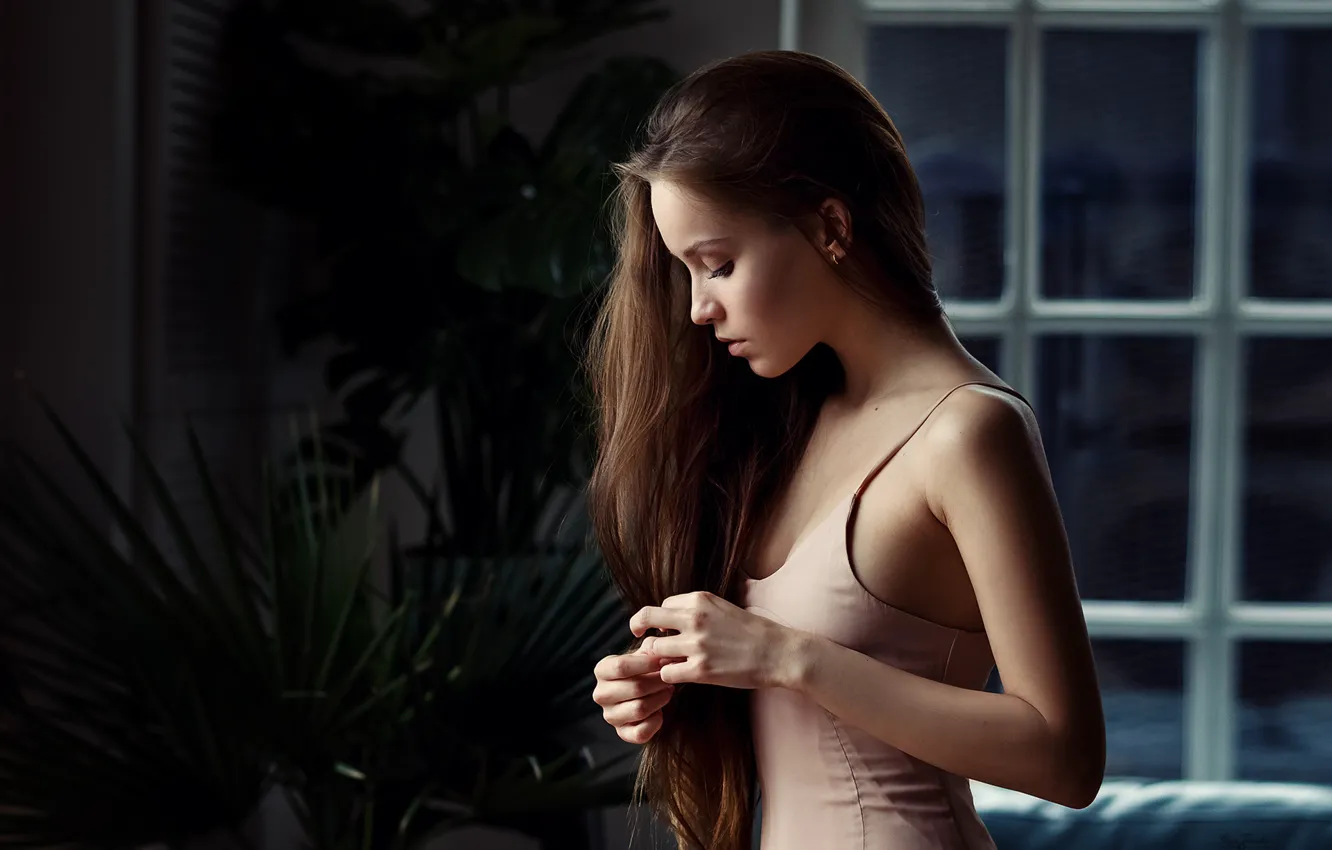 Photo wallpaper girl, mood, portrait, hands, long hair, Phoenix Raya, Sergei Timashev