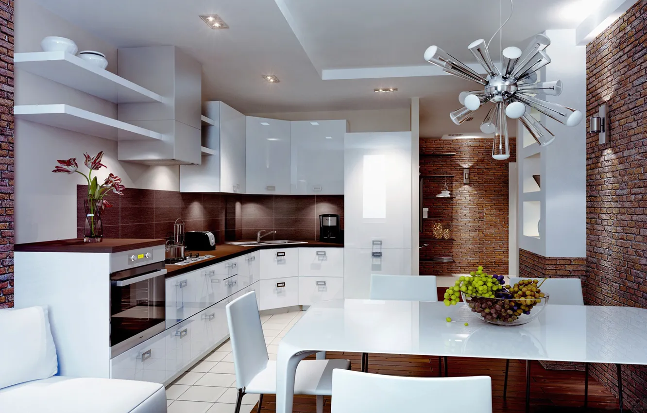 Photo wallpaper style, interior, kitchen, style, interior, dining room, kitchen, dining room
