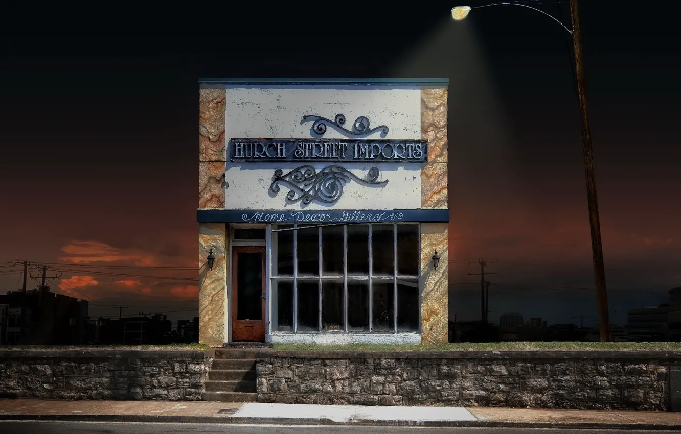 Photo wallpaper street, home, lights