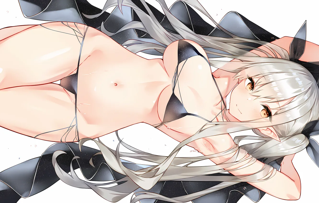 Photo wallpaper girl, sexy, wet, cleavage, long hair, boobs, anime, beautiful