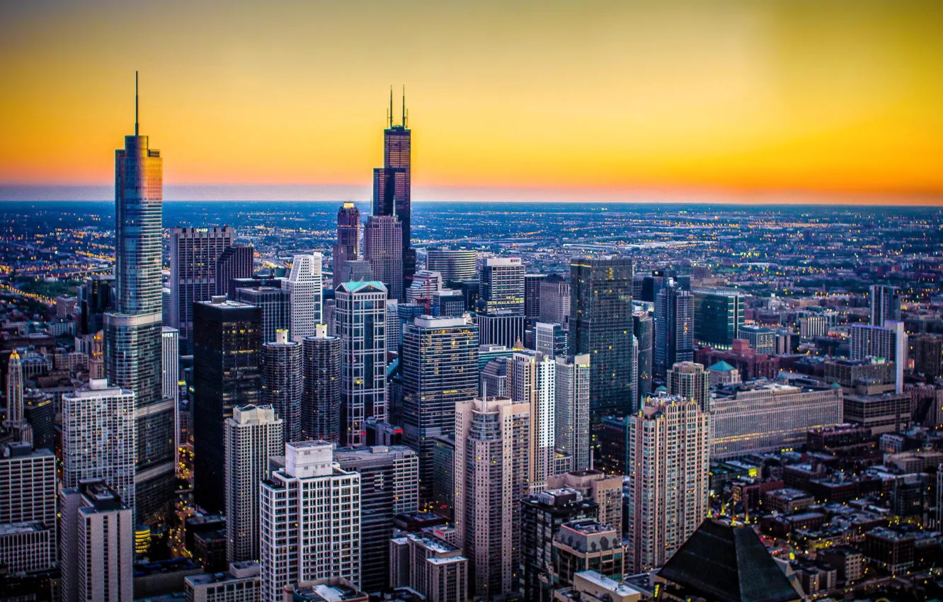 Photo wallpaper the city, height, skyscrapers, Chicago, Illinois