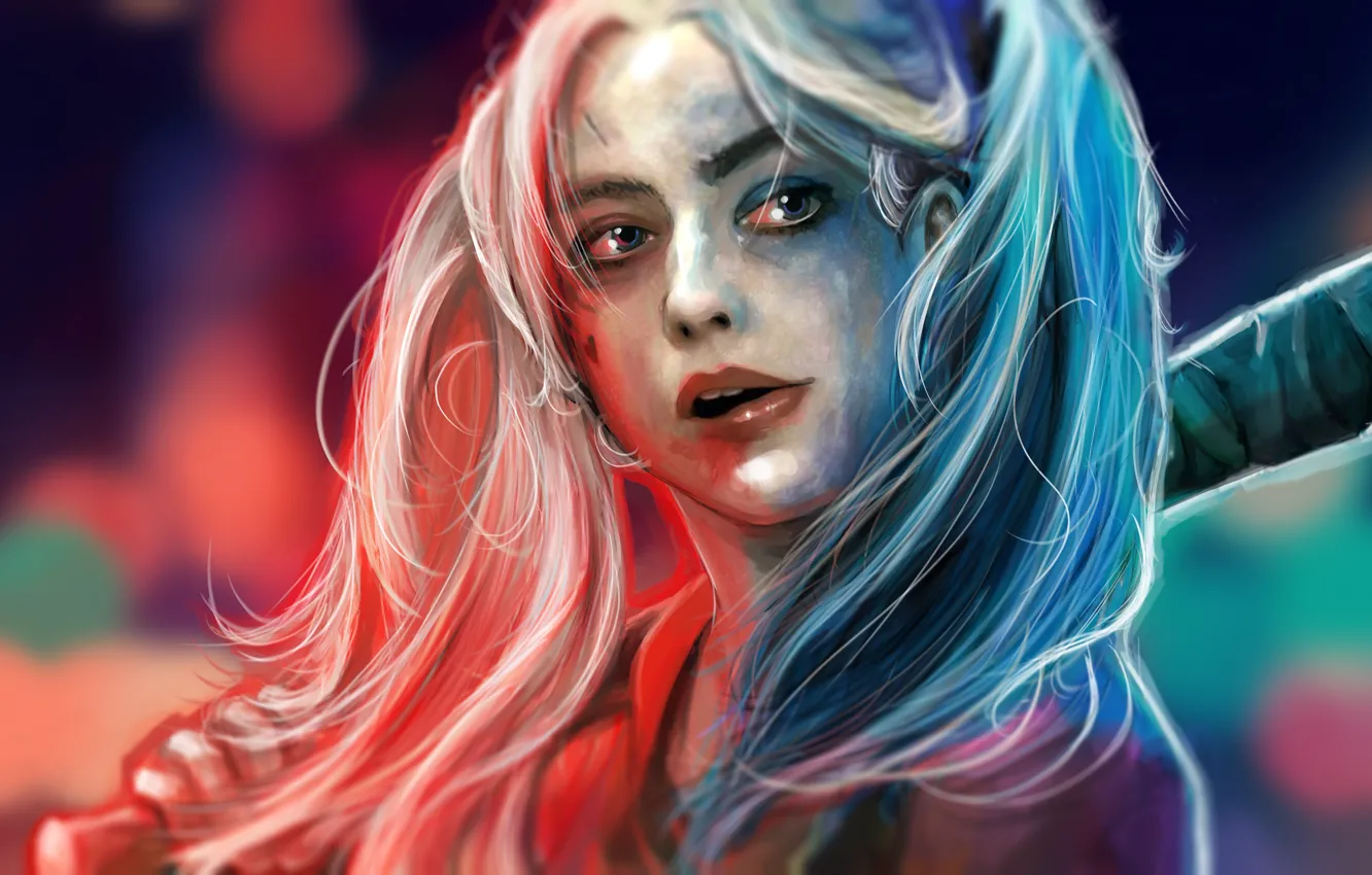 Photo wallpaper Face, DC Comics, Harley Quinn, Suicide Squad