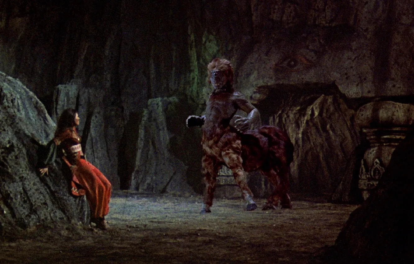 Photo wallpaper 1973, Columbia Pictures, Centaur, The Golden Voyage of Sinbad, Sinbad's Golden Journey, Centaur-Cyclops, Adventure film-fairy …