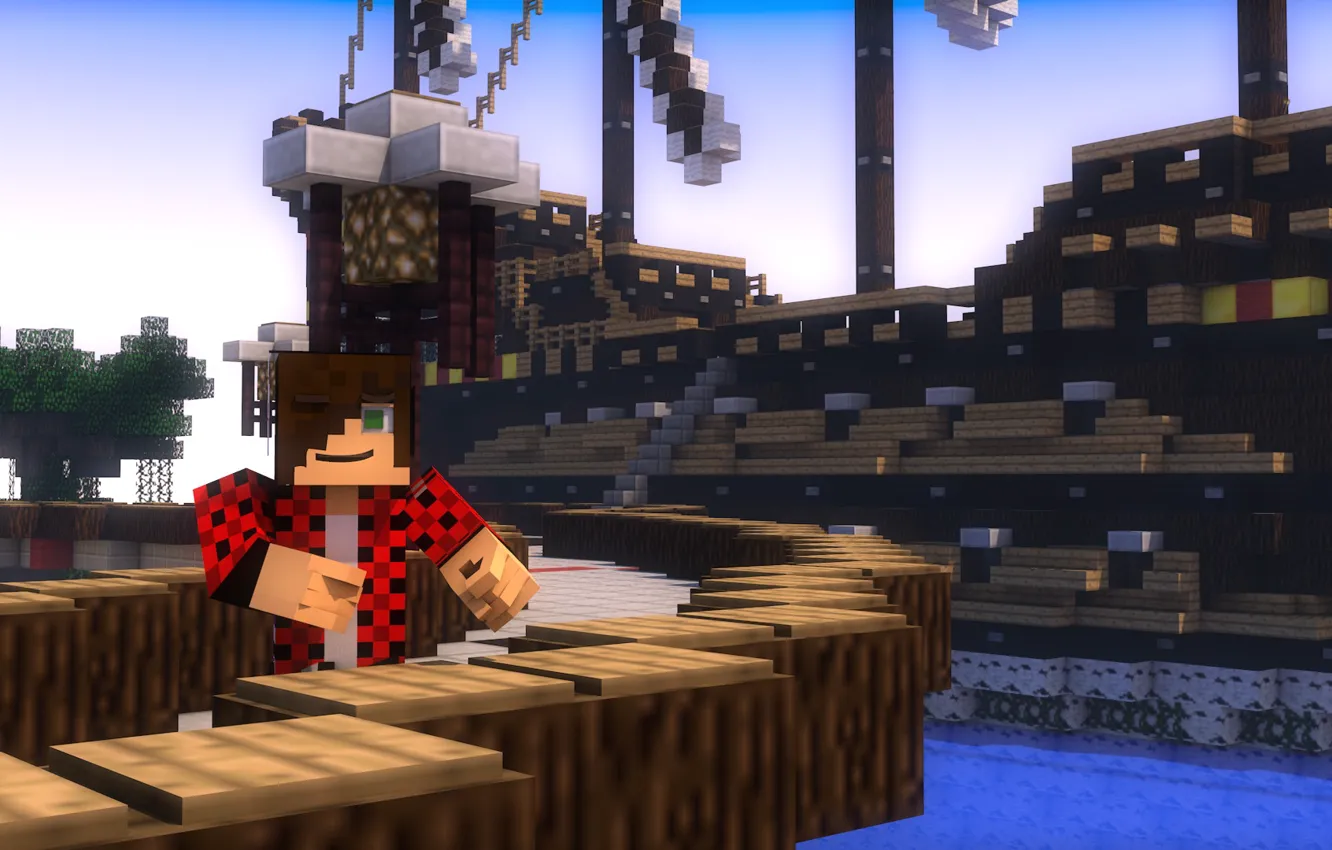 Photo wallpaper pose, ship, minecraft, bangs, minecraft