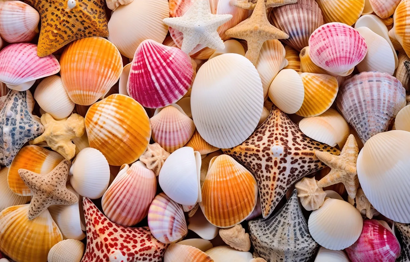 Photo wallpaper sand, sea, beach, background, colorful, shell, beach, texture