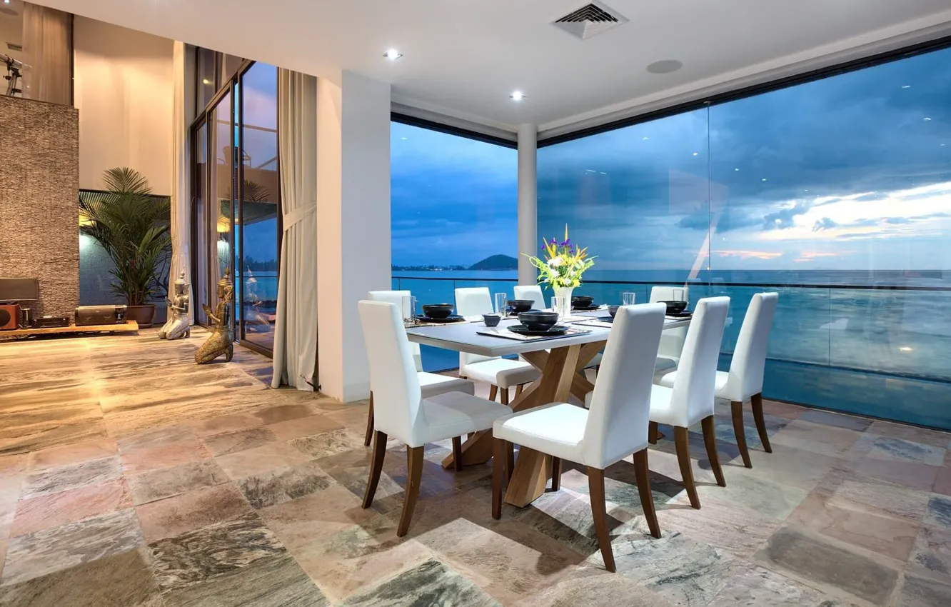 Photo wallpaper design, style, interior, Thailand, resort, dining room, Samui, ocean views