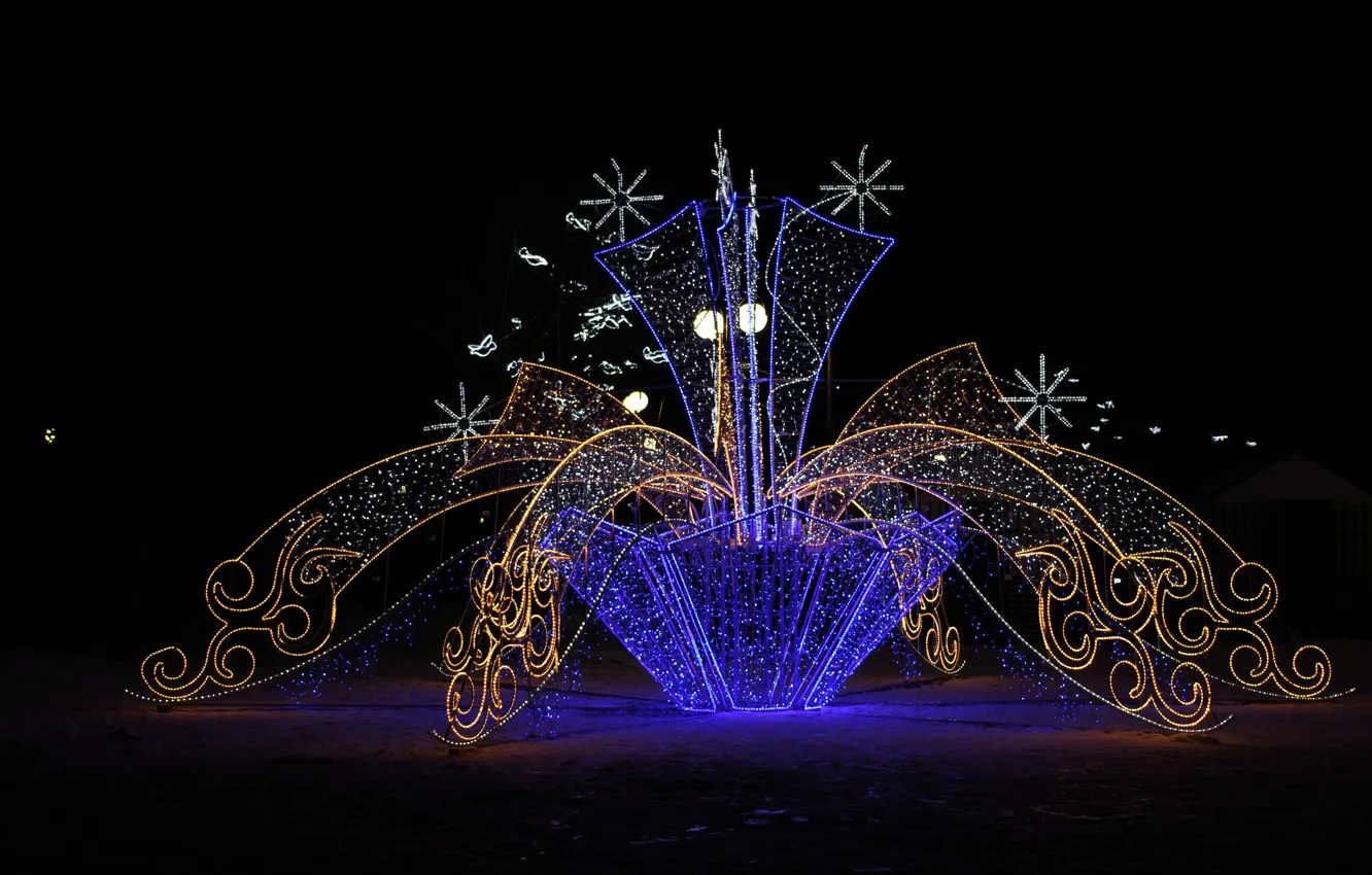 Photo wallpaper winter, the city, lights, Park, mood, holiday, new year, tale