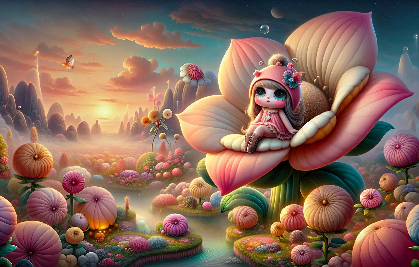 Photo wallpaper girl, AI art, neural network