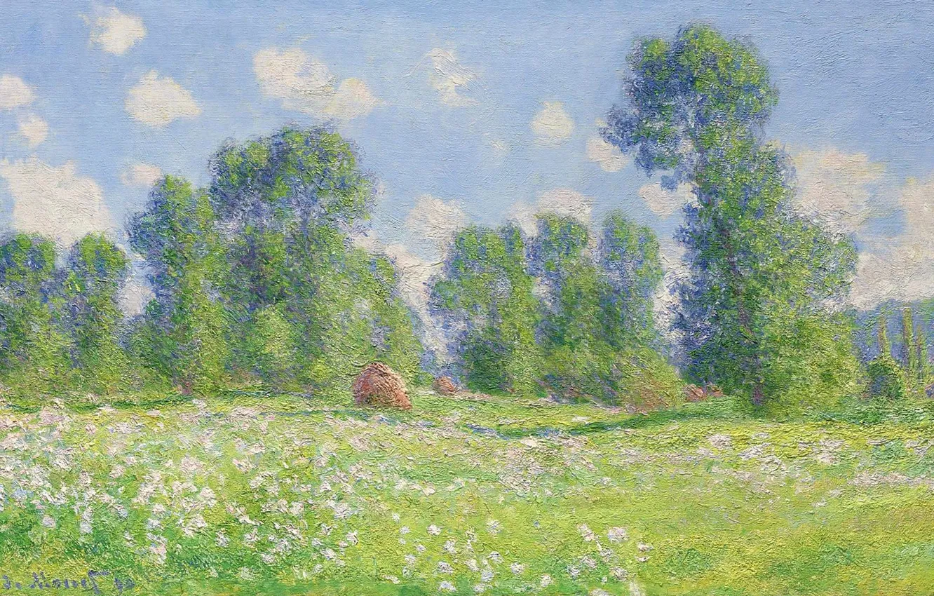 Photo wallpaper landscape, nature, picture, Claude Monet, Claude Monet, The spring Effect at Giverny