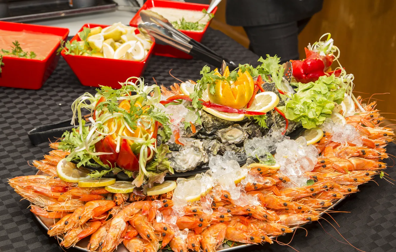 Photo wallpaper dish, shrimp, seafood