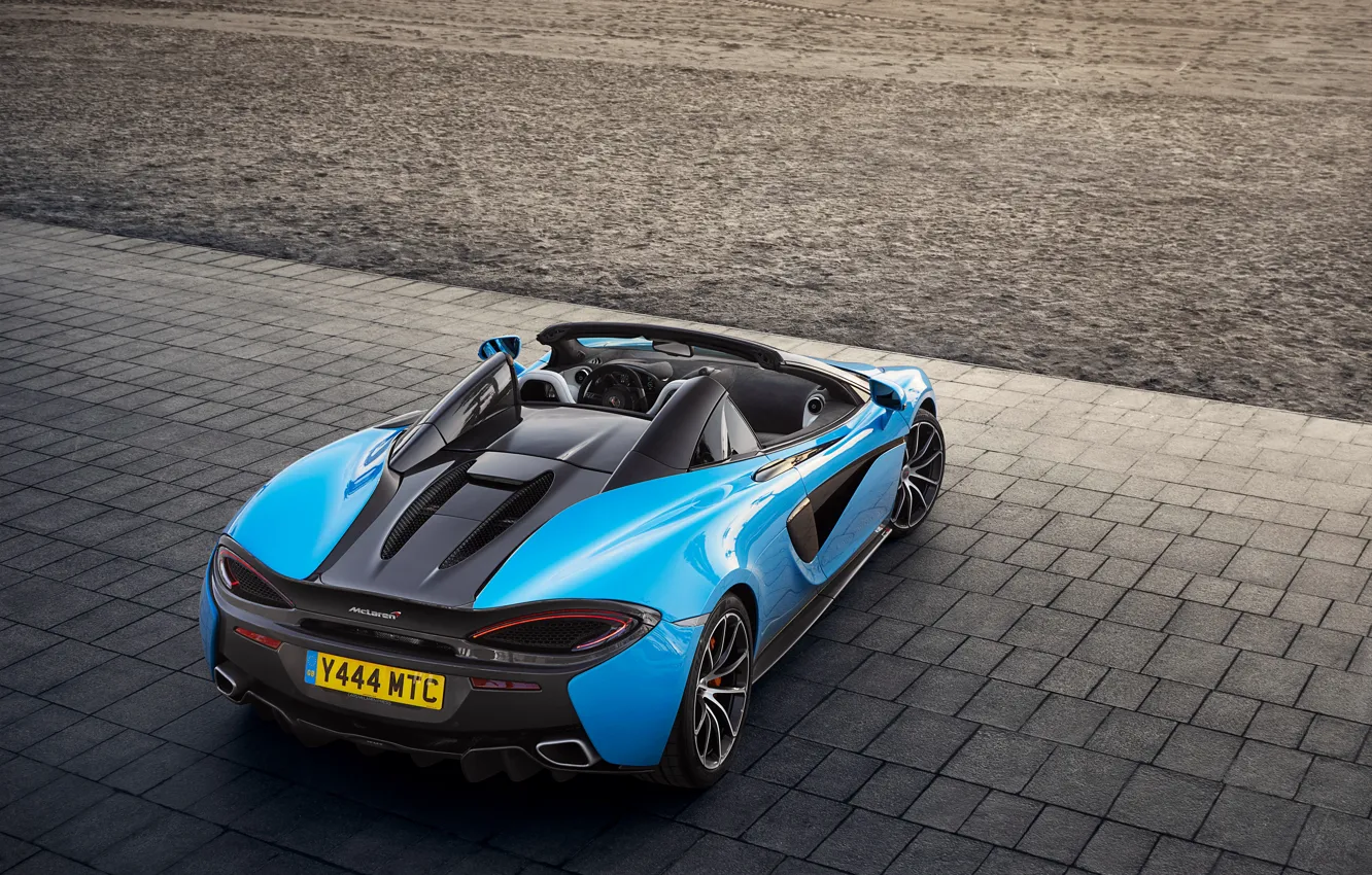 Photo wallpaper auto, blue, McLaren, convertible, Spider, 570S, Worldwide