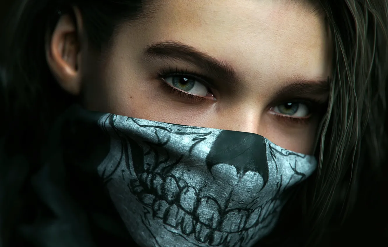 Photo wallpaper green eyes, Resident Evil, women, face, Xbox, brunette, digital art, fan art