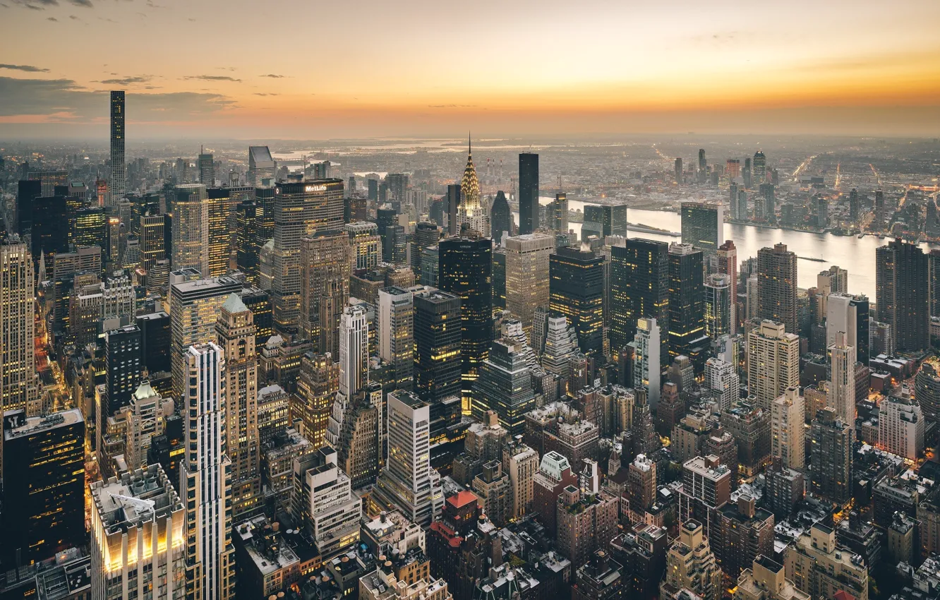 Photo wallpaper the city, lights, the evening, USA, New York