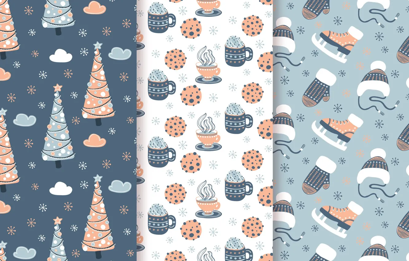 Photo wallpaper snow, background, tree, new year, texture, Winter, Tree, pattern