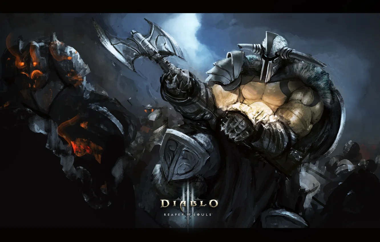 Photo wallpaper axe, Diablo 3, barbarian, Reaper of Souls