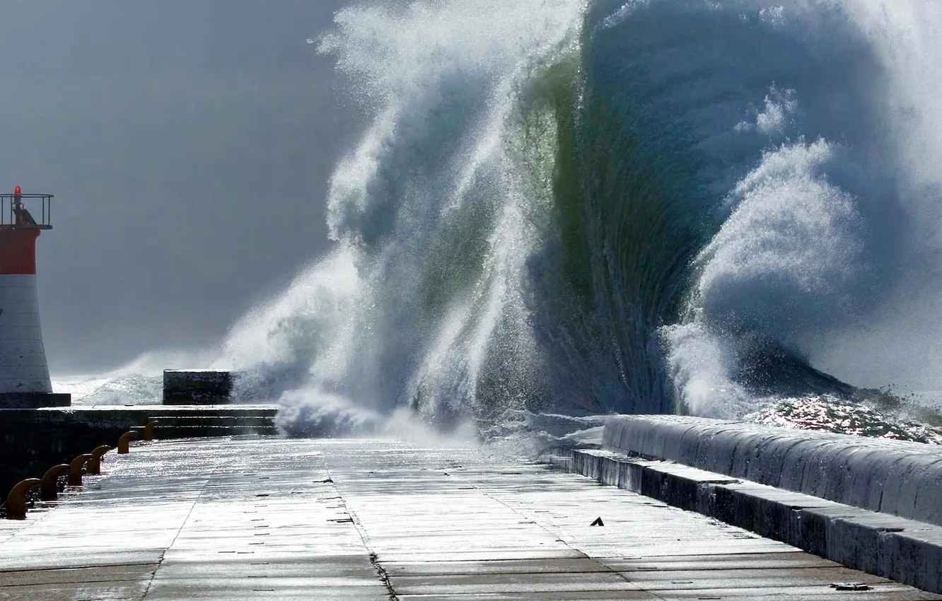 Photo wallpaper squirt, storm, lighthouse, pierce, South Africa, Cape town, Kalk Bay
