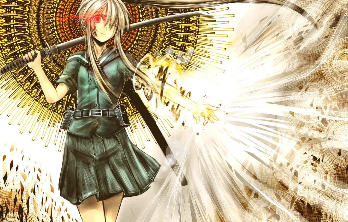 Photo wallpaper eyes, katana, bad