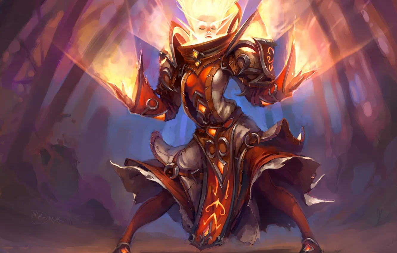 Photo wallpaper girl, elf, map, art, World of Warcraft, wow, priest, Resurrection