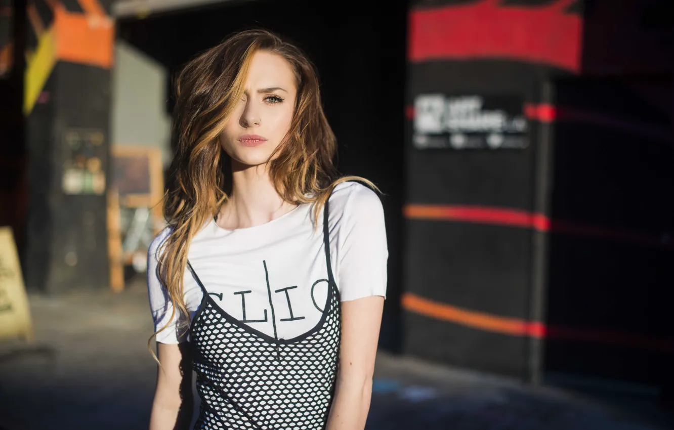 Photo wallpaper girl, portrait, red