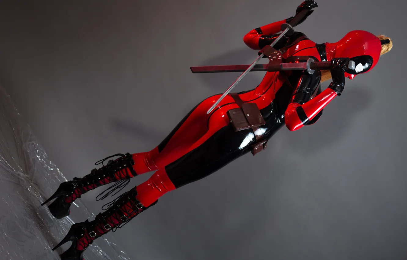 Photo wallpaper girl, katana, latex, heels, girl, katana, Deadpool, Marvel