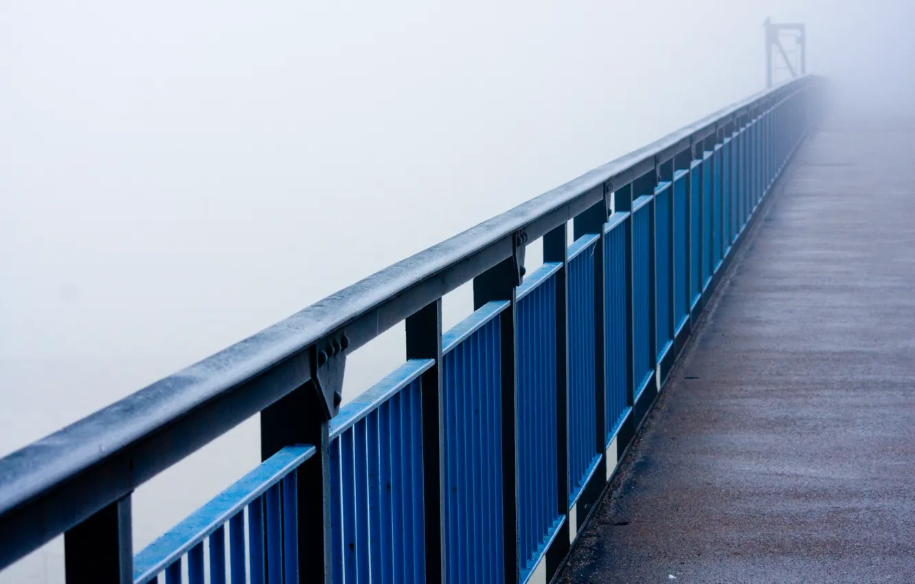 Photo wallpaper bridge, fog, morning