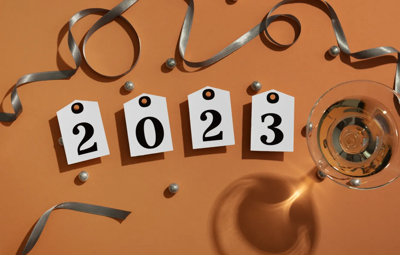 Photo wallpaper balls, light, wine, silver, glass, new year, shadow, figures