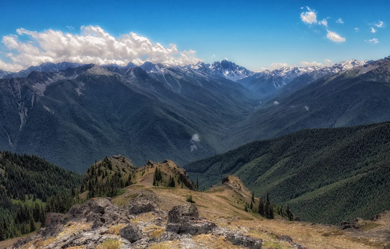 Photo wallpaper the sky, mountains, nature