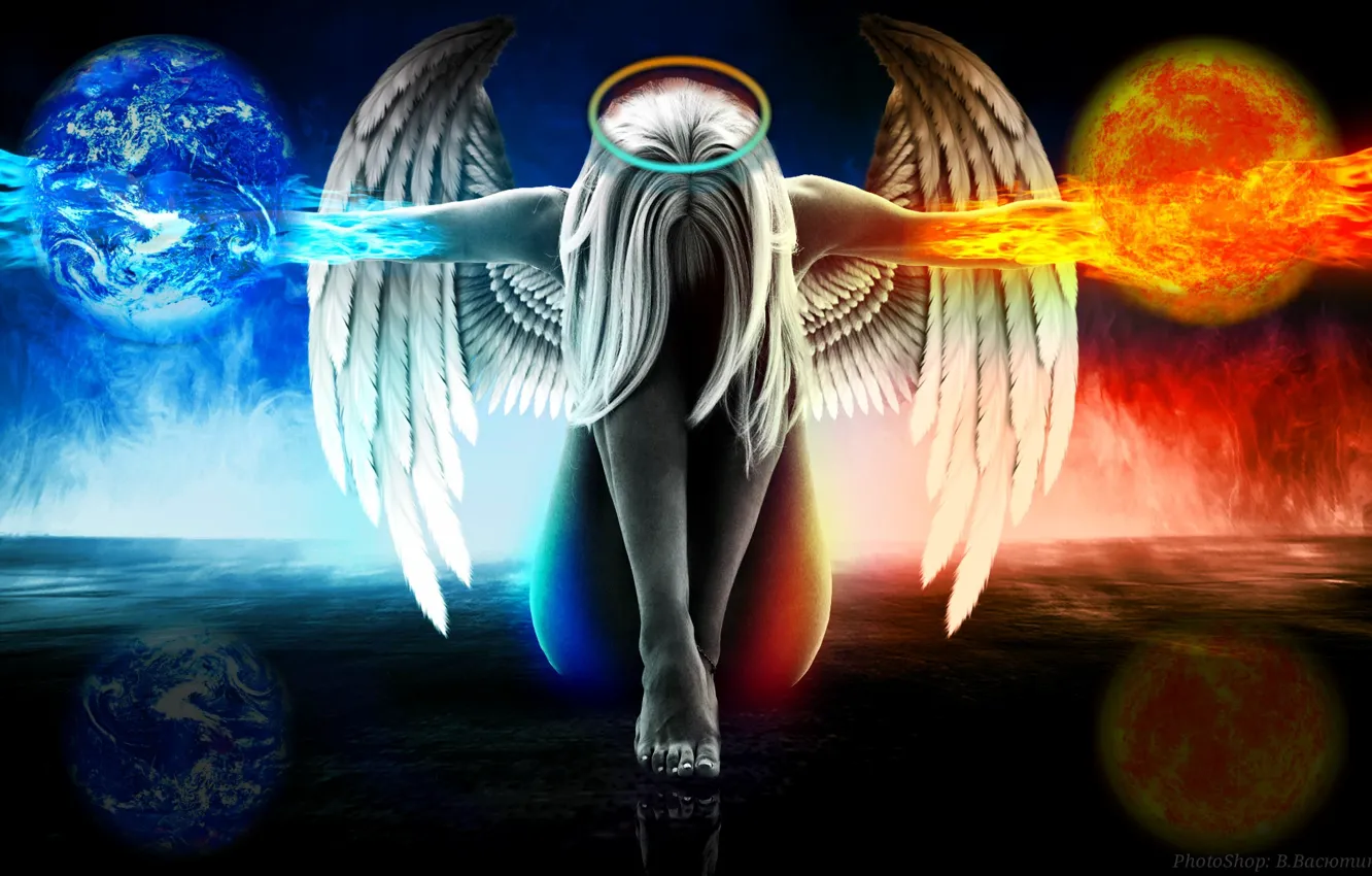 Photo wallpaper welcome, fight, angel, evil