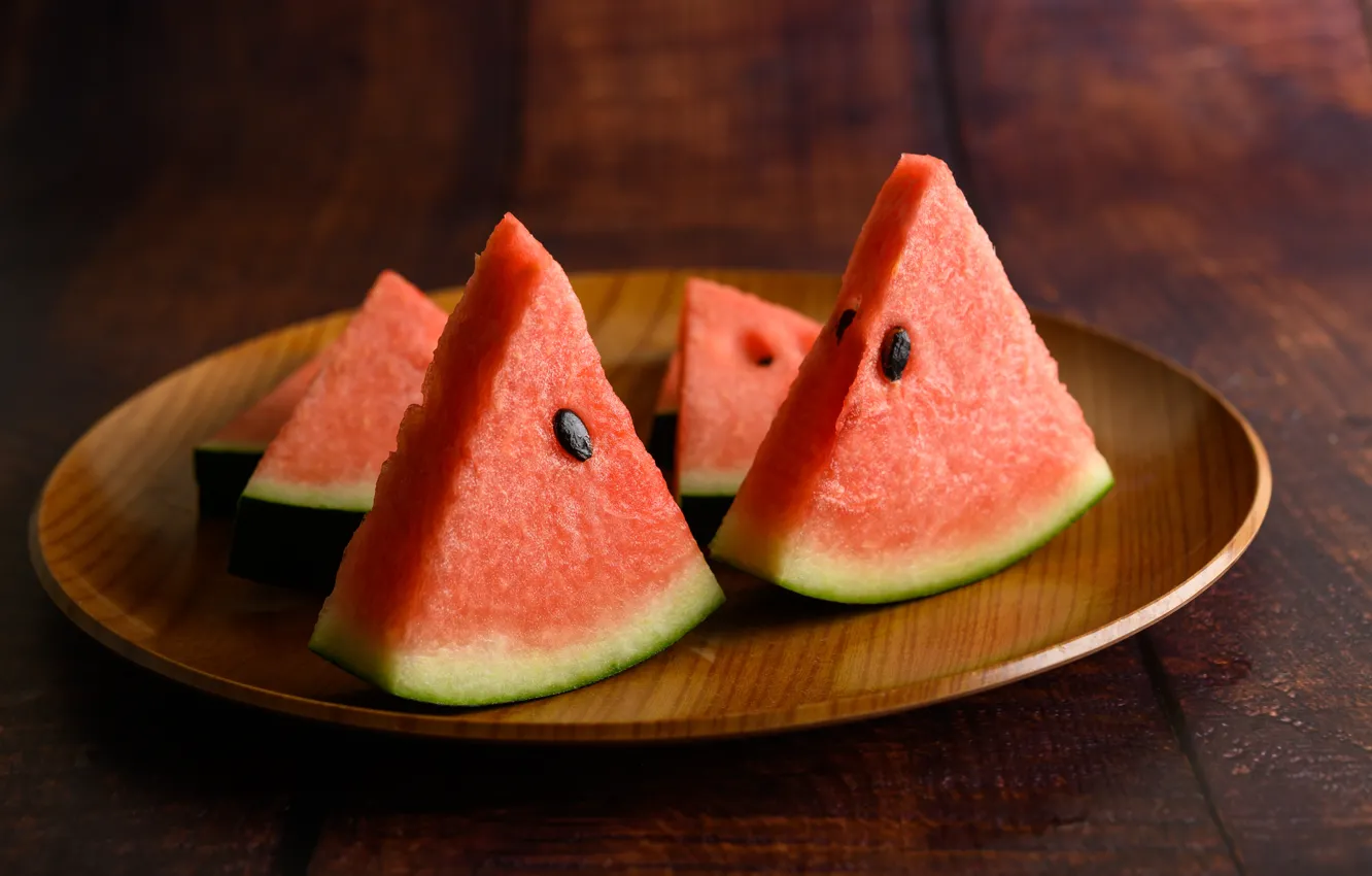 Photo wallpaper Board, watermelon, slices