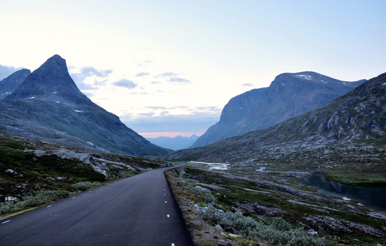Photo wallpaper road, landscape, mountains
