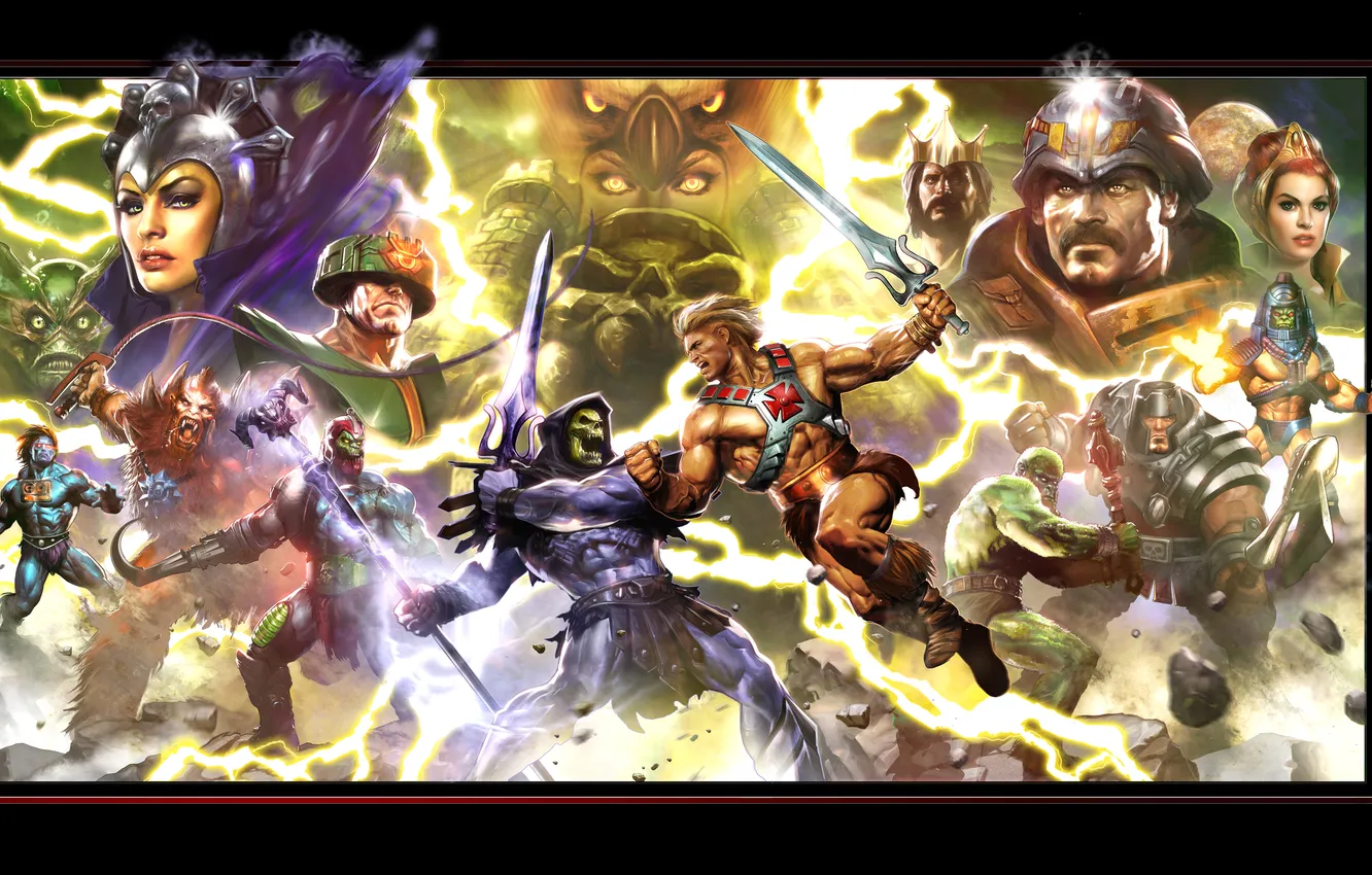 Photo wallpaper Skeletor, Man-At-Arms, Trap Jaw, She-Ra, He-Man, Man-E-Faces, Ram Man, Evil-Lyn