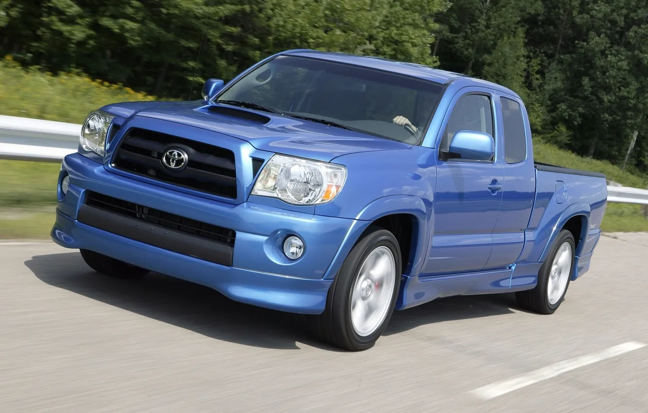 Photo wallpaper trees, blue, Toyota, pickup, daroga, the front, Toyota, Tacoma