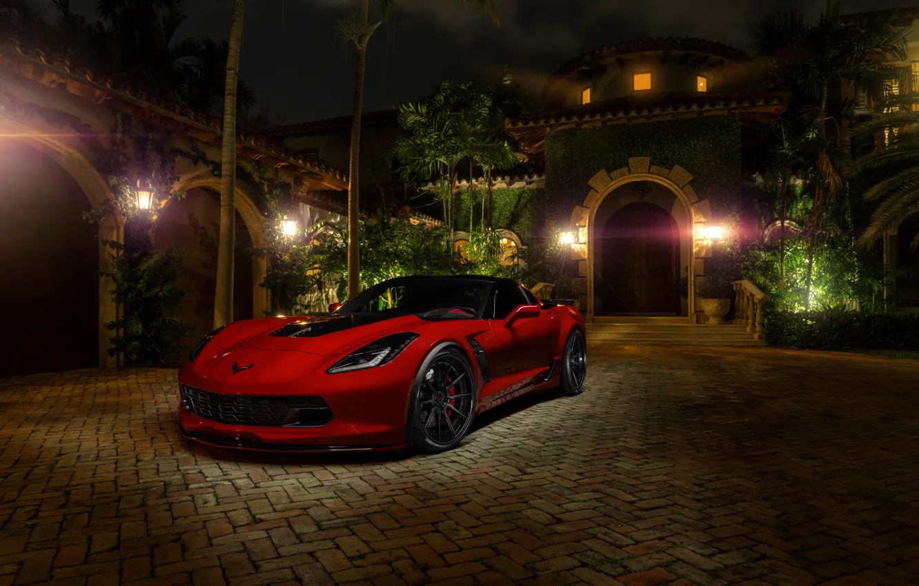 Photo wallpaper red, z06, chevrolet corvette, hq Wallpapers