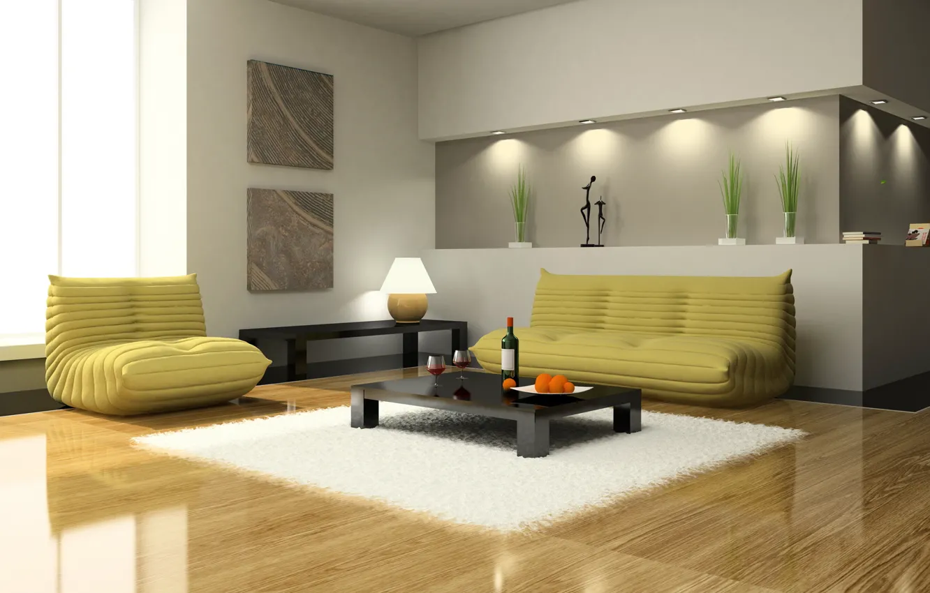 Photo wallpaper sofa, interior, Design, chair, table, living room