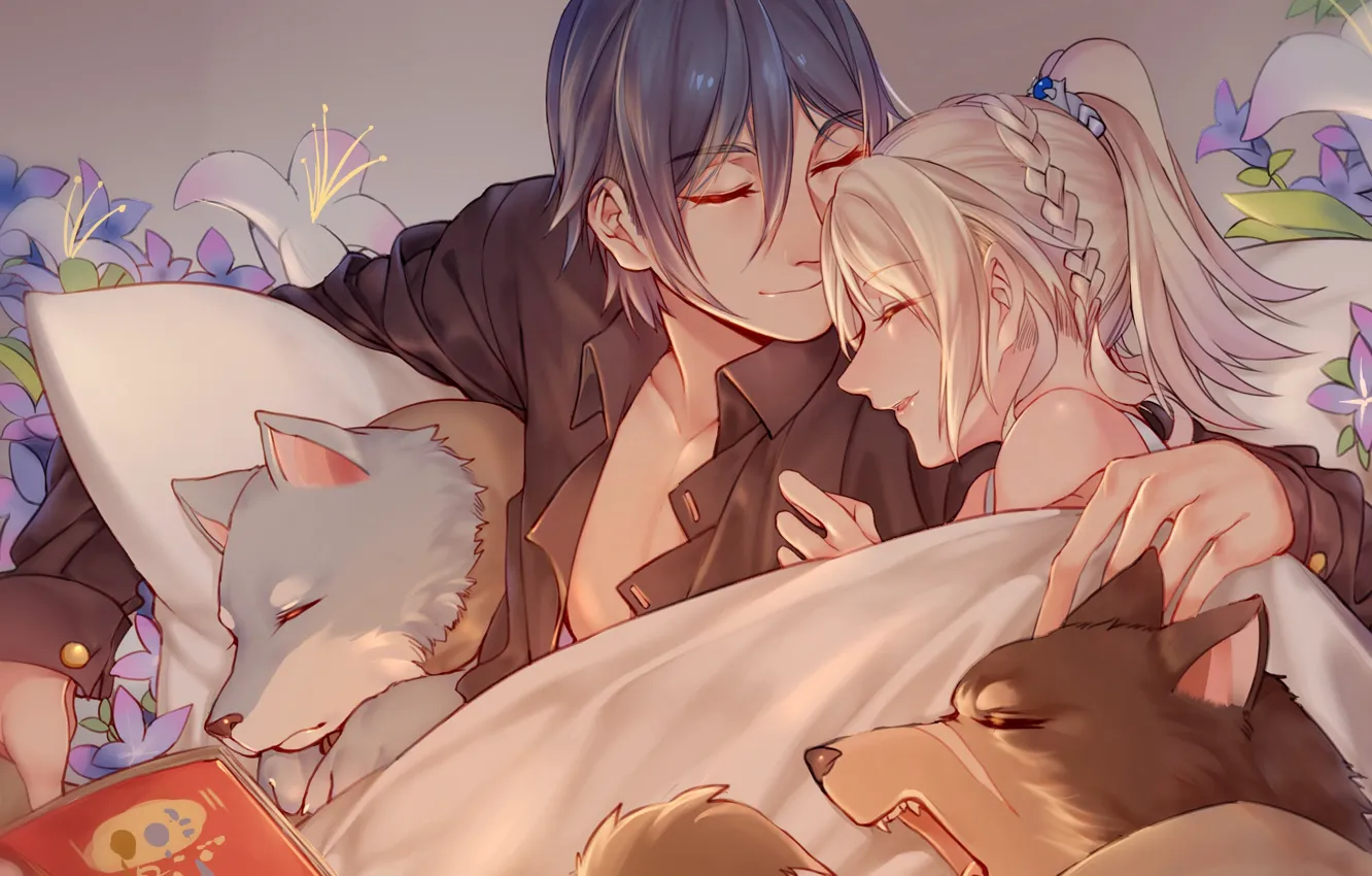 Photo wallpaper dog, anime, art, pair, two, Final Fantasy XV
