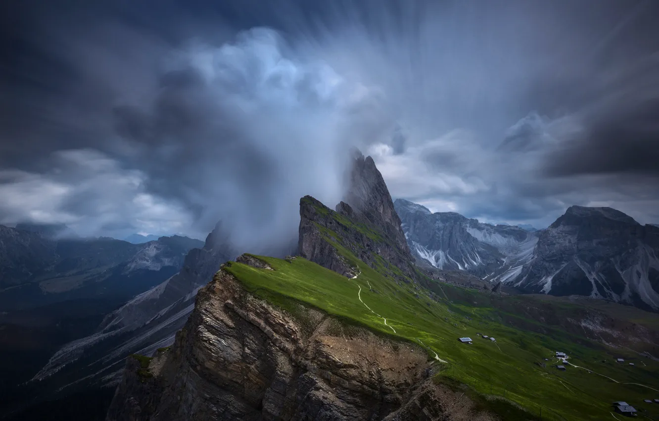 Photo wallpaper the sky, clouds, mountains, rocks, Alps