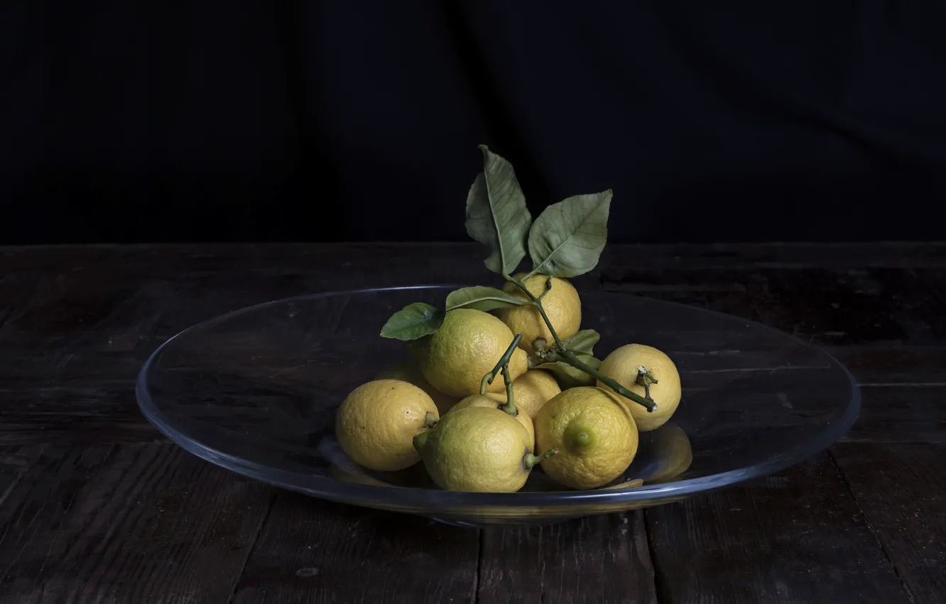 Photo wallpaper plate, fruit, lemons