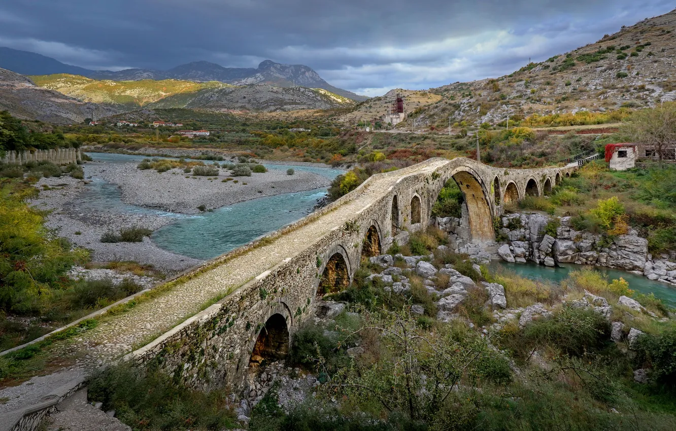 Photo wallpaper Albania, Nadezhda Demkina, Mese Ottoman Bridge, Shkoder