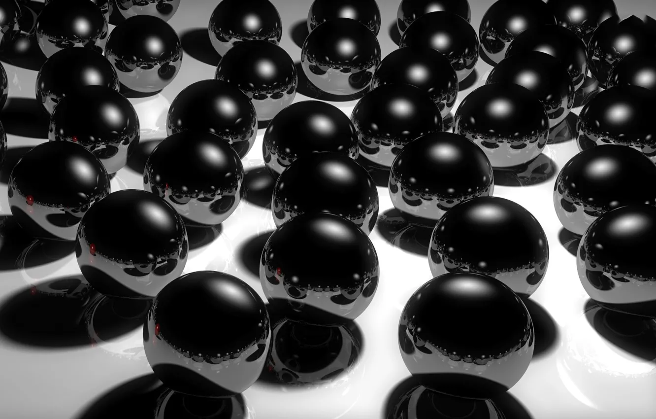 Photo wallpaper surface, reflection, black, balls