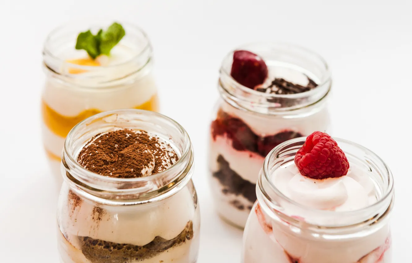 Photo wallpaper berries, chocolate, Breakfast, jam, cereal, yogurt