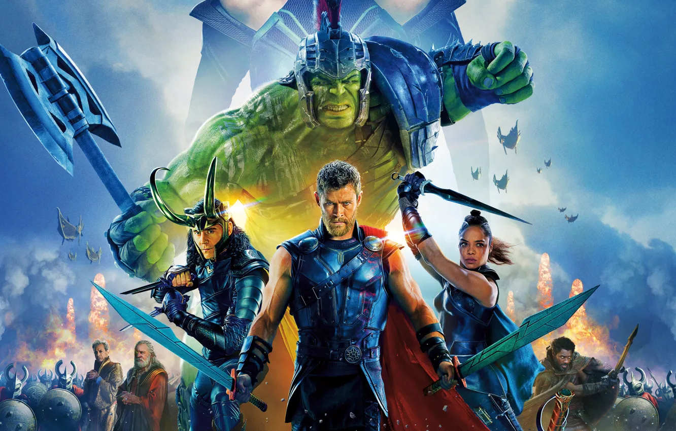 Photo wallpaper Hulk, Ragnarok, armor, Lightning, Gladiator, Marvel, movie, Pearls