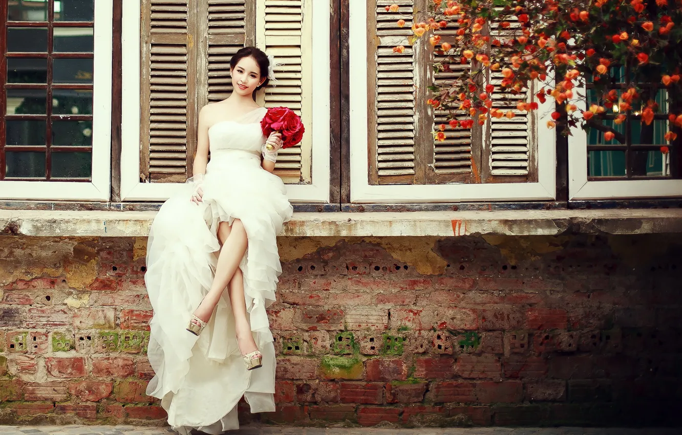 Photo wallpaper girl, background, home