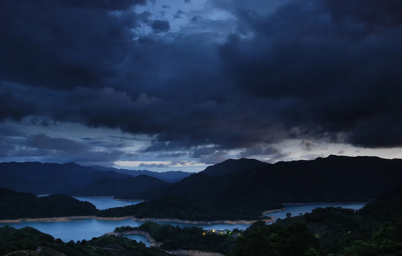 Photo wallpaper clouds, the evening, Bay, Goro