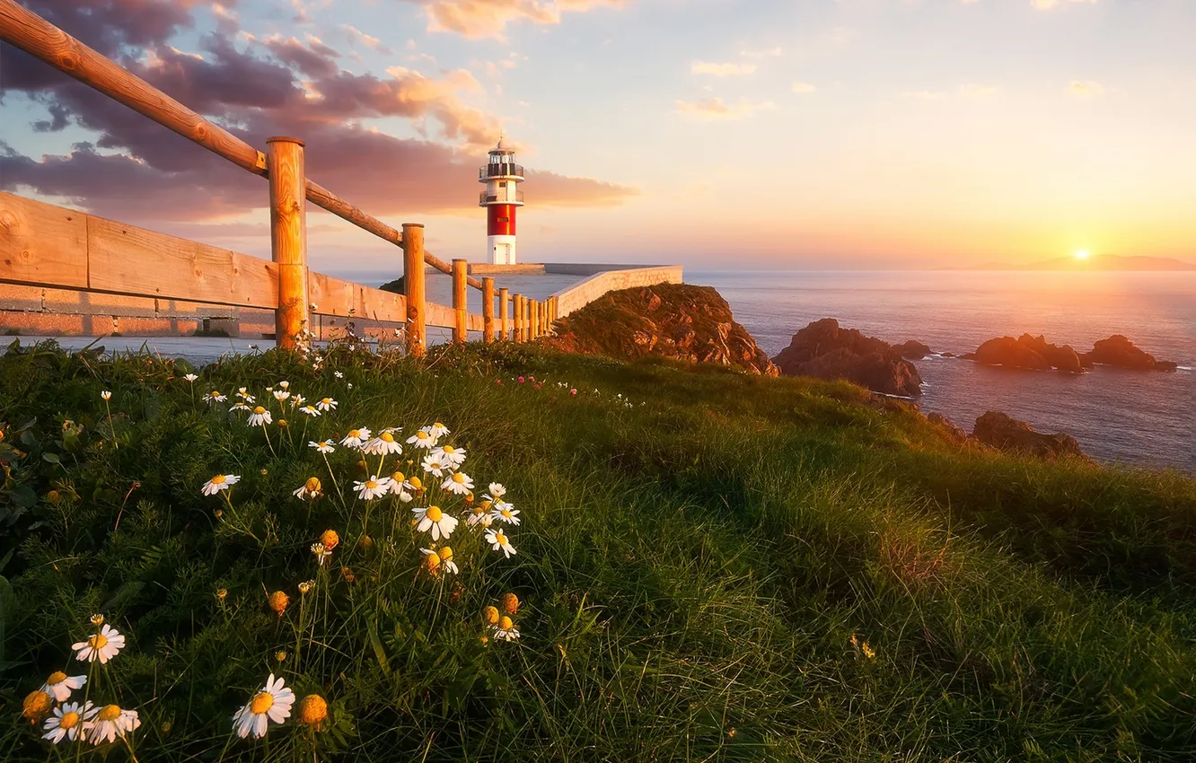 Photo wallpaper sea, the sky, clouds, landscape, sunset, nature