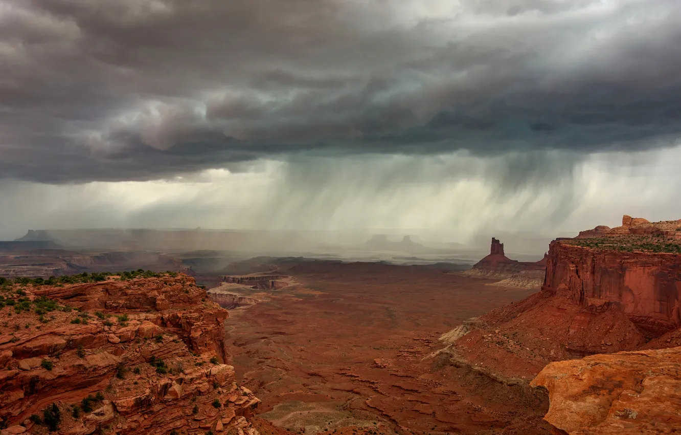 Photo wallpaper clouds, storm, canyon