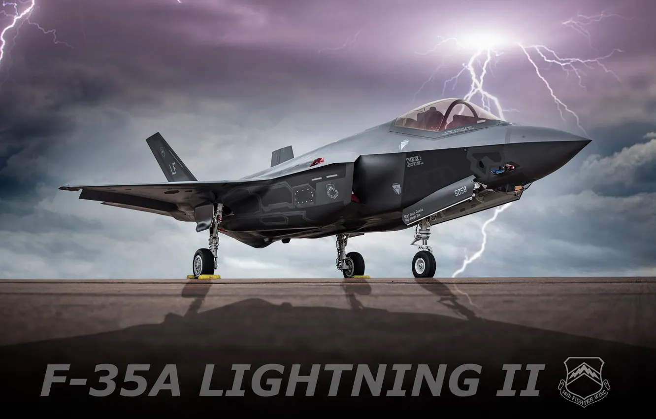 Photo wallpaper fighter-bomber, Lightning II, F-35, Lockheed Martin
