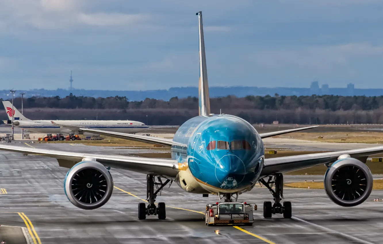 Photo wallpaper The plane, Liner, 787, Boeing, Dreamliner, WFP, Boeing 787, Chassis