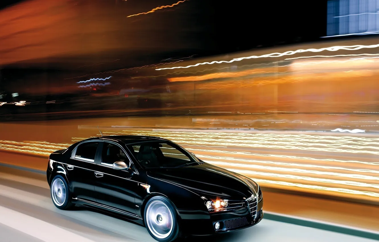 Photo wallpaper machine, background, movement, Alfa Romeo, 159