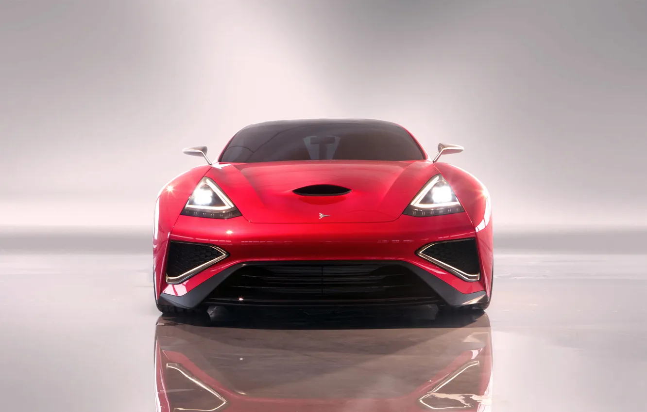 Photo wallpaper machine, auto, red, background, lights, The hood, sports car, car