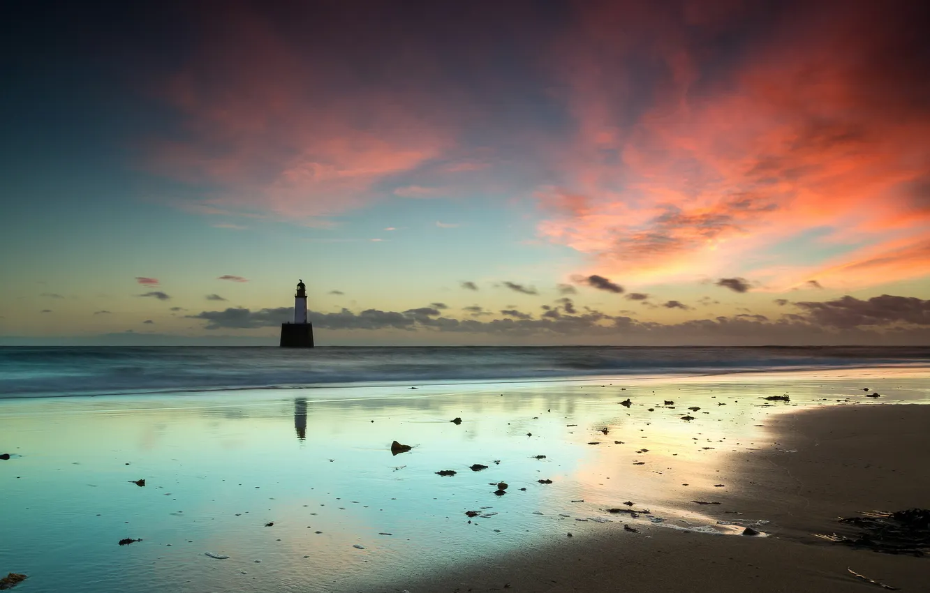 Photo wallpaper sunrise, lighthouse, Rattray Head
